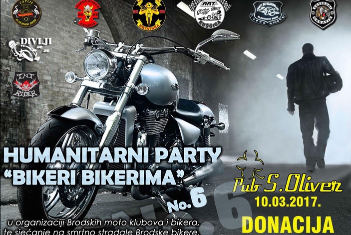 Brodski moto klubovi 10. ožujka organiziraju 6. Humanitarni party 'Bikeri bikerima'