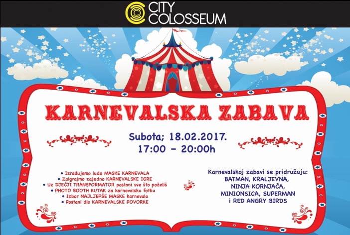 Karnevalska zabava 18.02. u City Colosseumu 