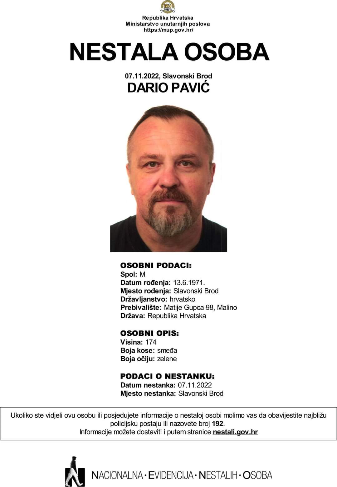 Nestao Dario Pavić iz Malina, jeste li ga vidjeli? 